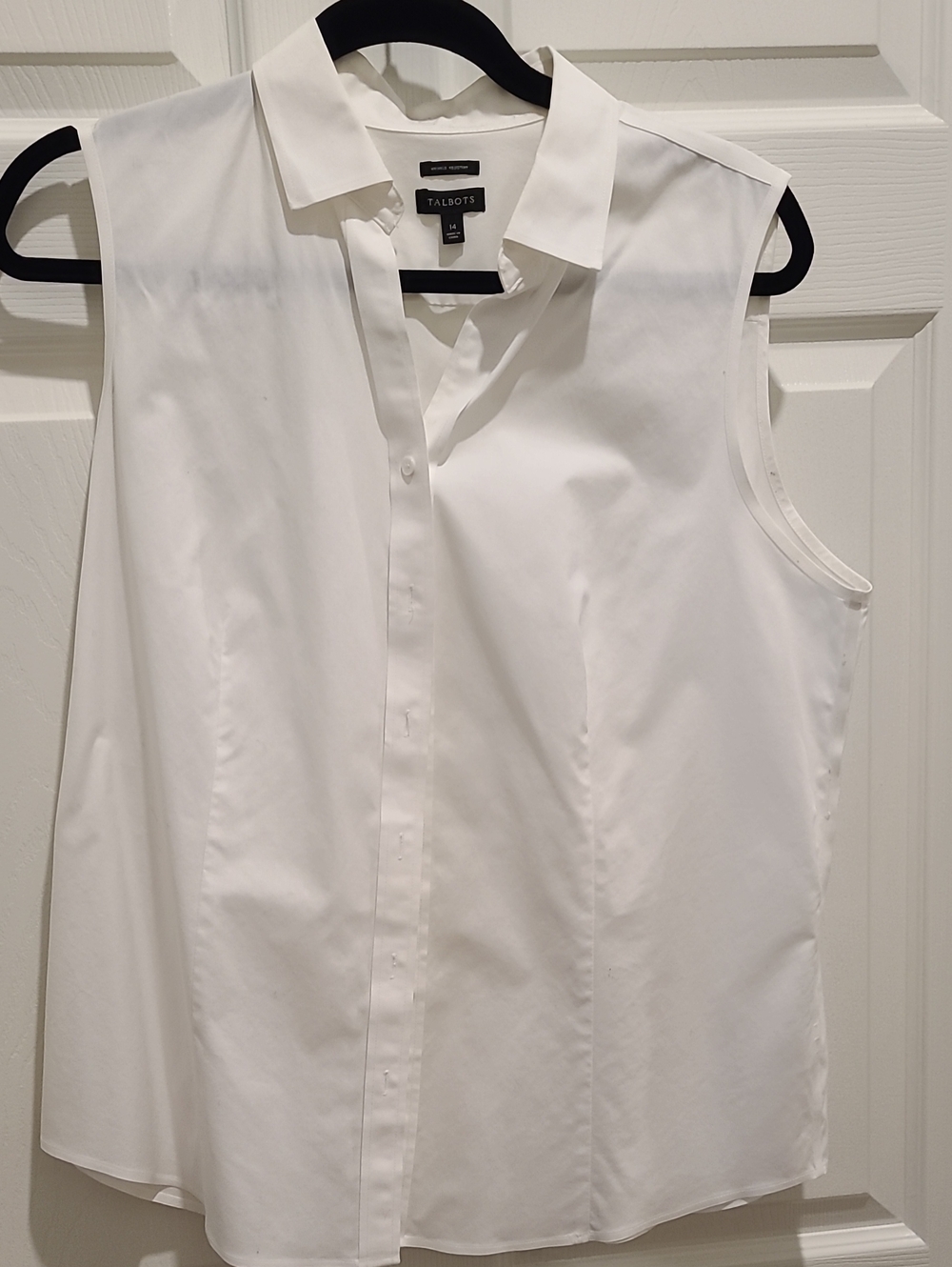 Talbots White Sleeveless Button-Front Blouse